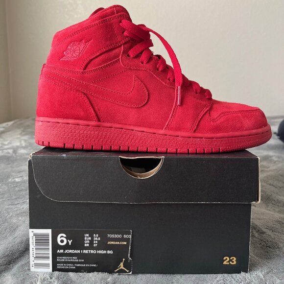 Air Jordan Retro High BG Gym Red Suede Size Youth/ Womens